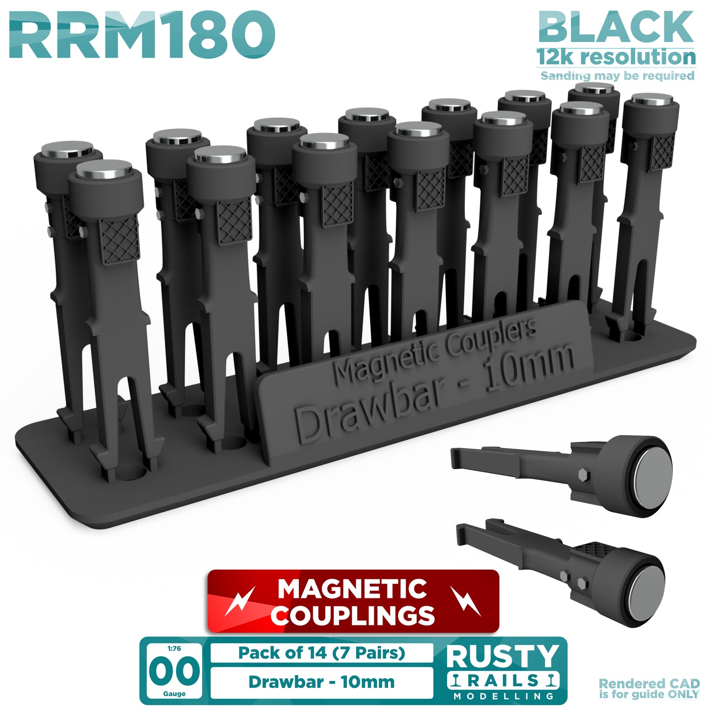Rusty Rails 'OO' gauge 10mm Magnetic Drawbar Coupling