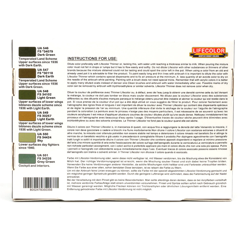 LifeColor Battle of Britain RAF paint set