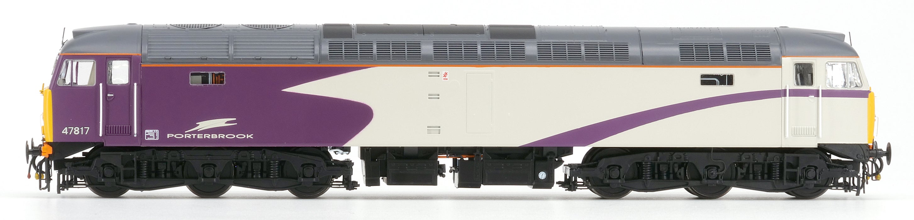 Exclusive Heljan OO gauge Class 47 47817 in Porterbrook purple and white