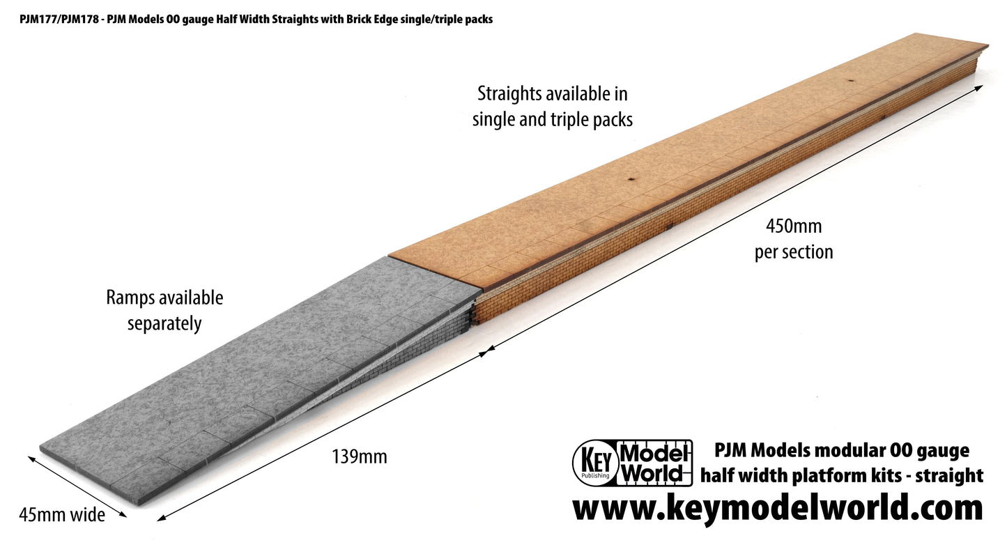 PJM Models OO gauge half width laser-cut platform kits with brick edging