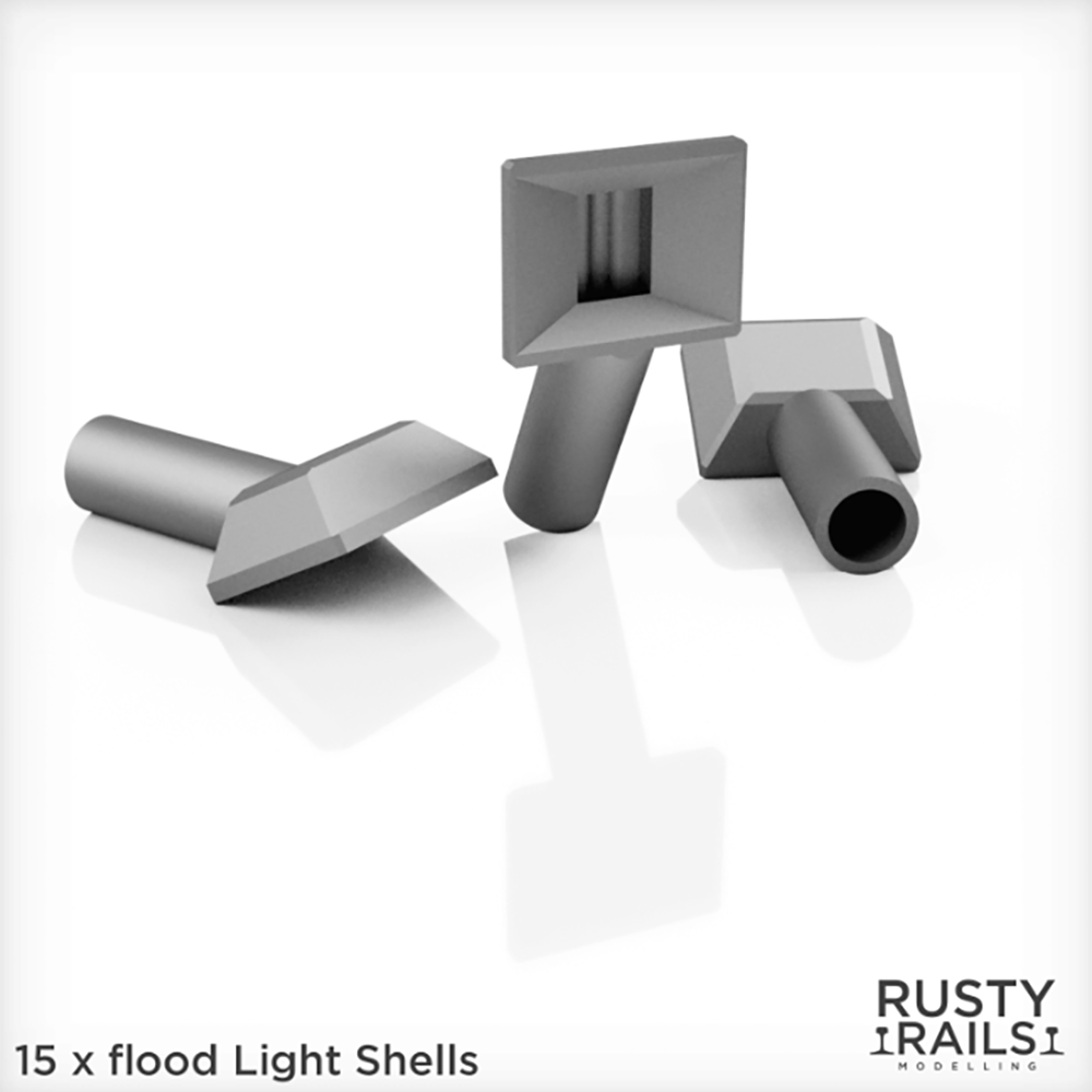 Rusty Rails Modelling OO Gauge 3D printed Flood Light Shells 15 pack ...