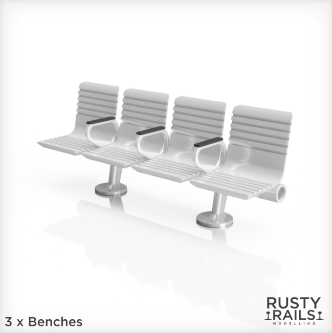 Rusty Rails OO Gauge Modern Benches 3 pack