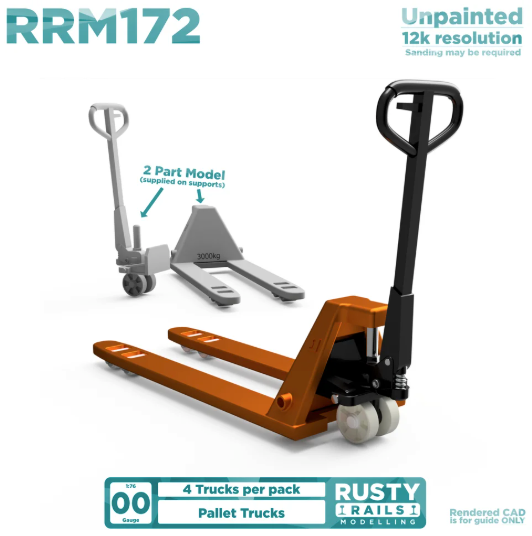 Rusty Rails Modelling 'OO' gauge 3D printed pallet trucks