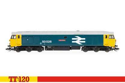 Hornby TT:120 Class 50 50026 Indomitable BR large logo blue