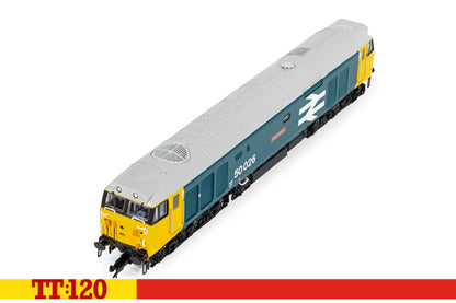 Hornby TT:120 Class 50 50026 Indomitable BR large logo blue